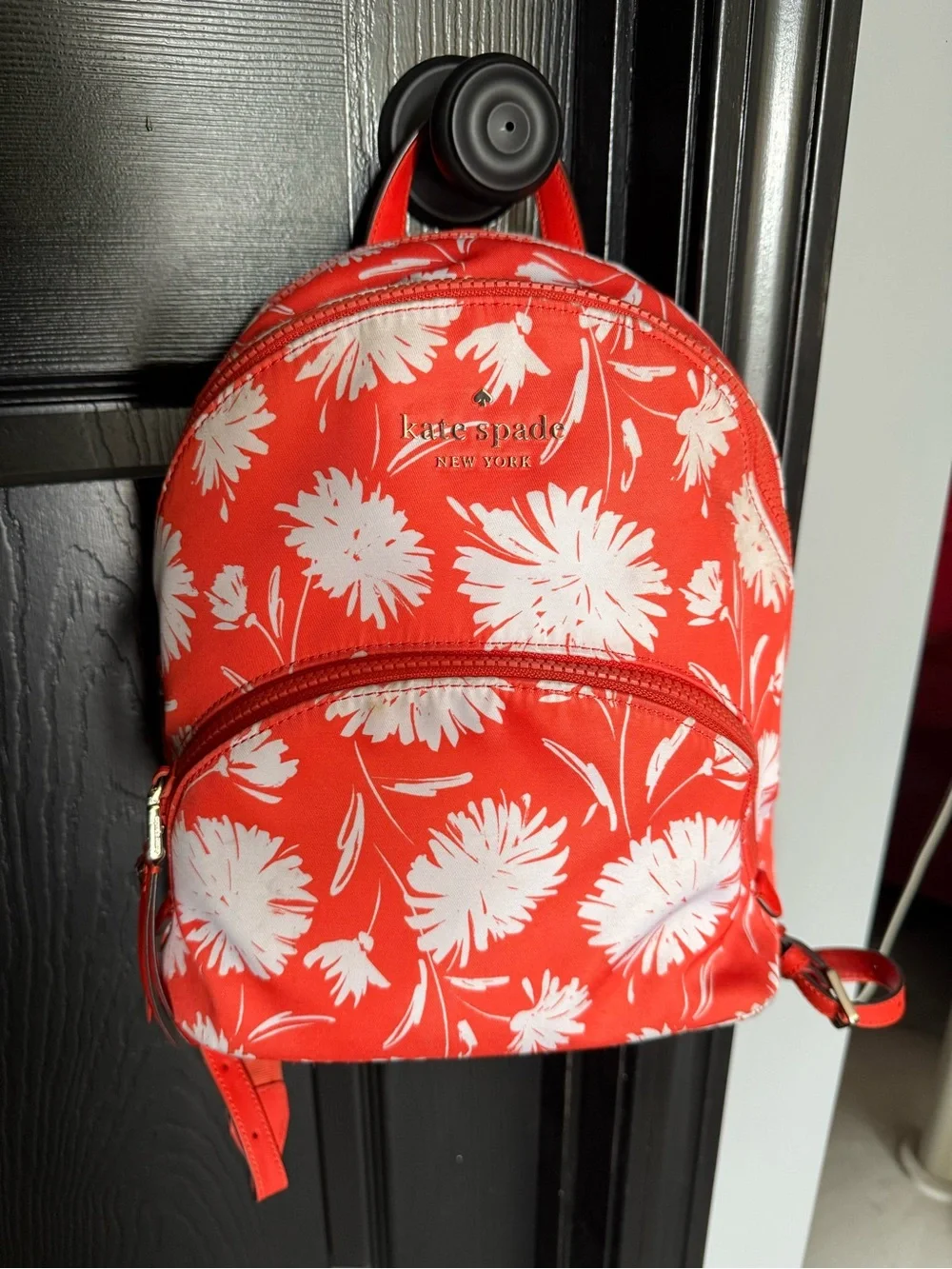 kate spade red and white floral mini backpack